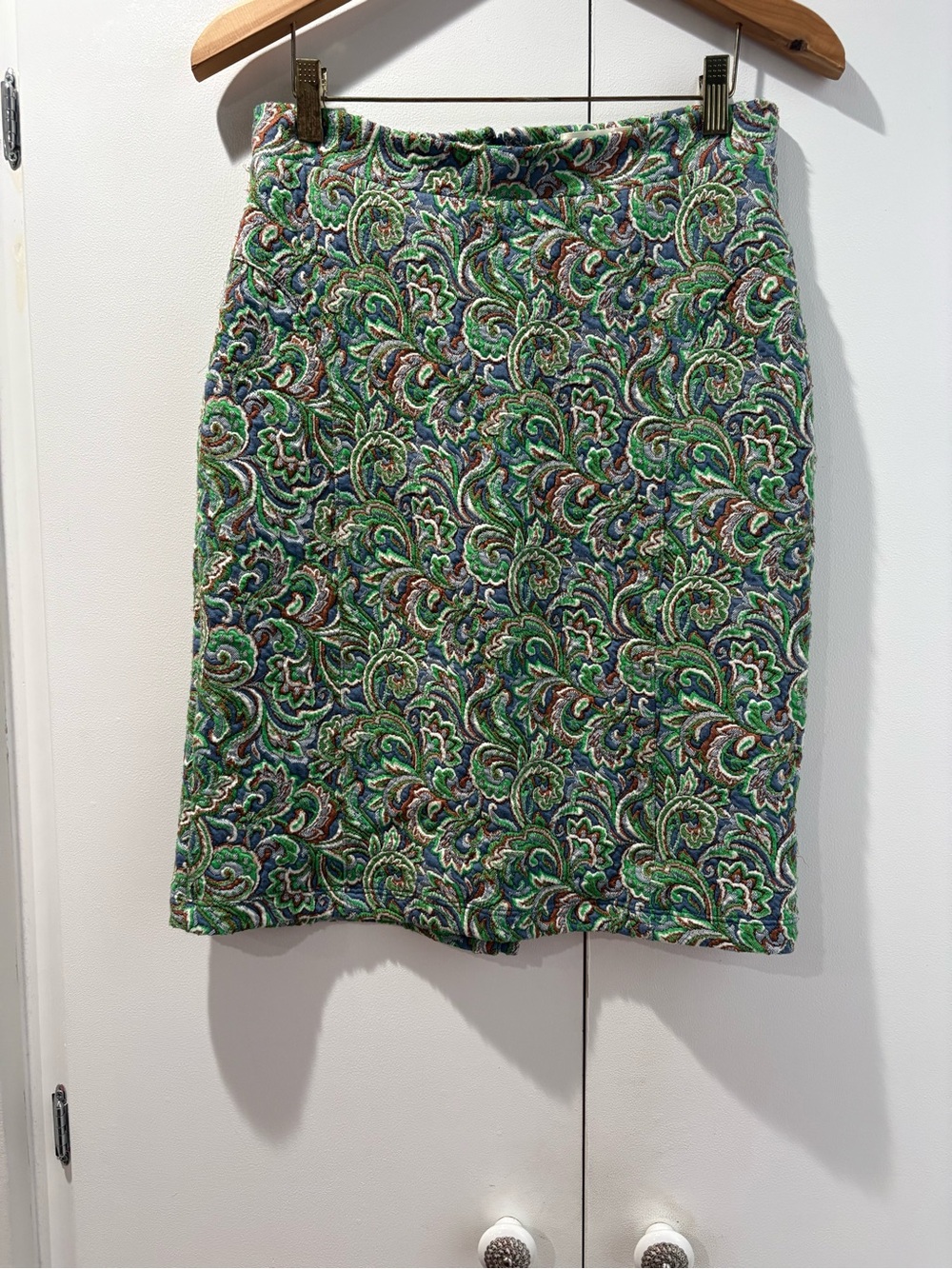 Maeve Green Multi Paisley Pencil Skirt S